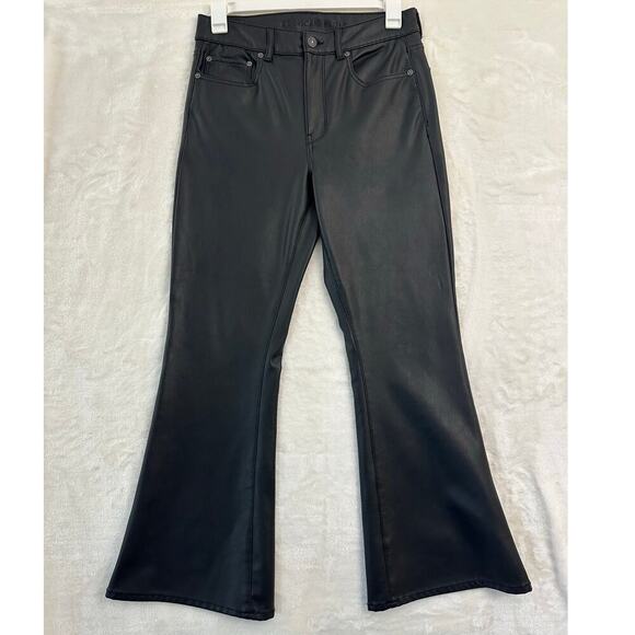 American Eagle Faux Leather Flare Pants 12 Biker Motorcycle - Picture 1 of 10